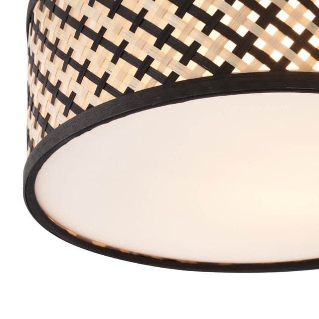 Orientalische Rattan Deckenleuchte mit Schwarz 30cm - Tremmo