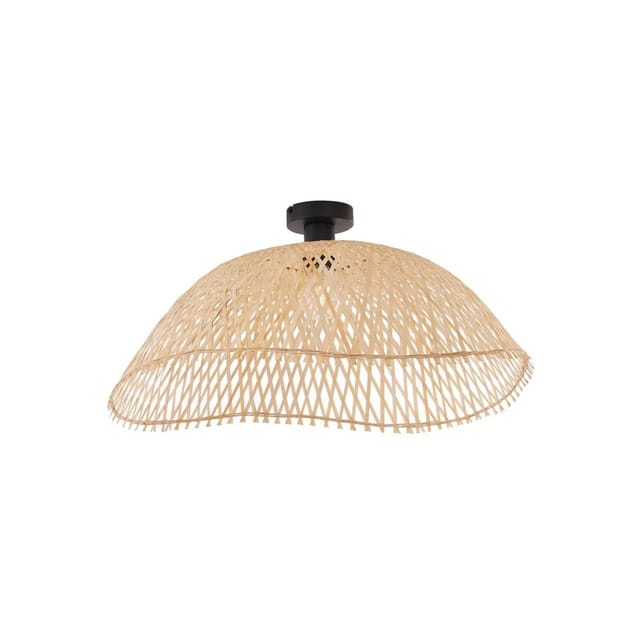 Art-Deco-Deckenleuchte Schwarz mit Naturbambus 60cm - Alka