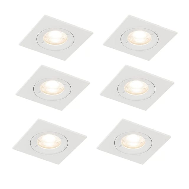 Set mit 6 Einbaustrahlern weiß quadratisch GU10 50mm IP44 - Xena