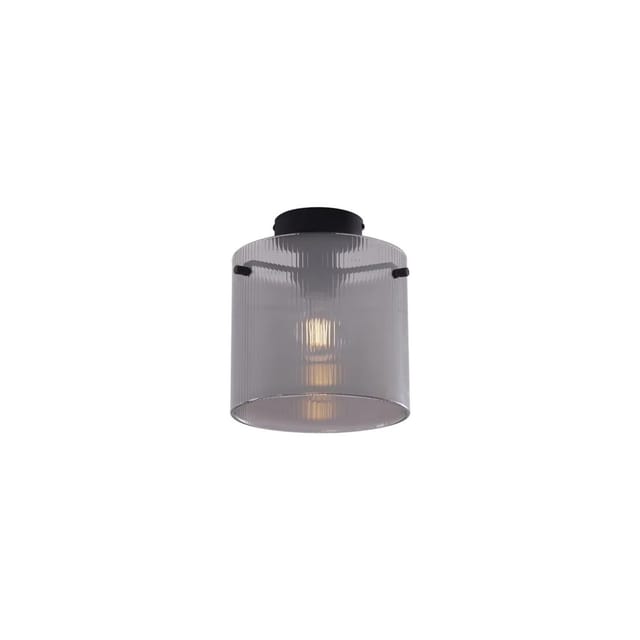 Art-Deco-Deckenleuchte schwarz mit Rauchglas - Laura