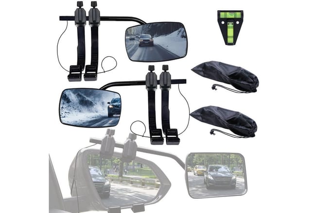 Mucola - Caravan Spiegel 120×190mm 2er Set Aufsatzspiegel Universal rechts und links - schwarz