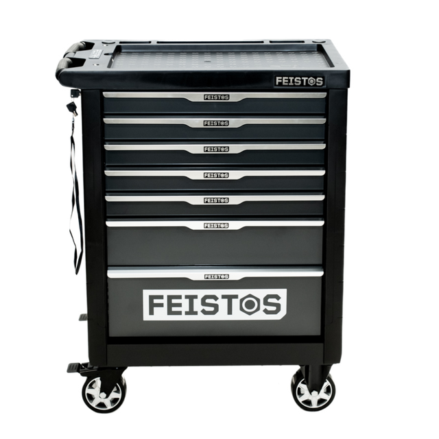 Mento 1 Werkstattwagen bestückt mit 158 Teilen Schwarz 47x77x96 cm - Feistos