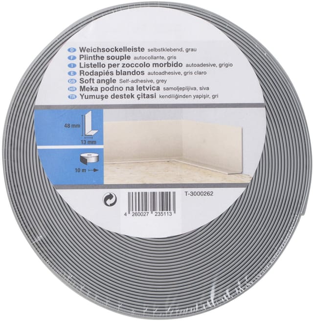 PRIMO Weichsockelleiste selbstklebend grau 13×48 mm 10 m