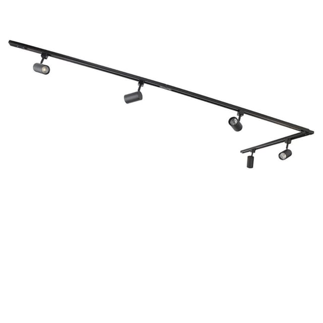 Modernes Hängendes Schienensystem mit 5 schwarzen Strahlern 1-phasig - Iconic Jeana