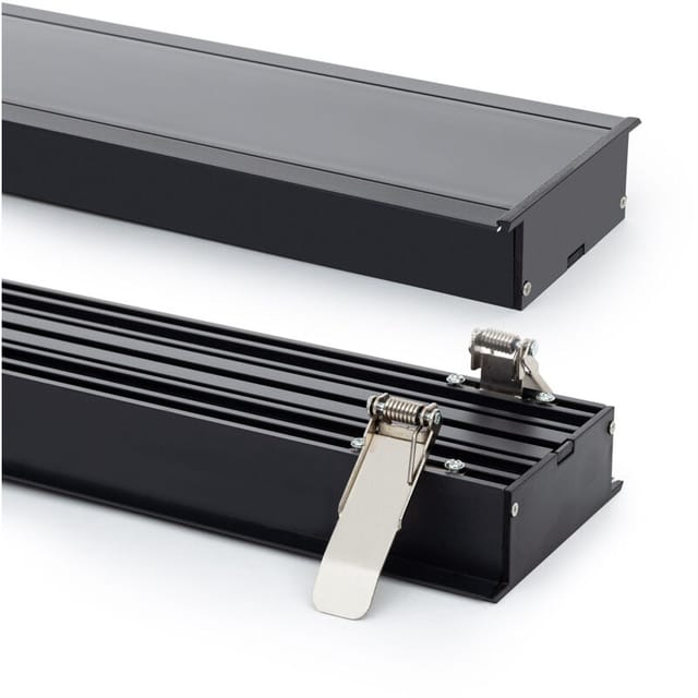 Aluminiumprofil Einbau xl für led Streifen bis 60 mm mit durchgehender Abdeckung Schwarz 2 m Schwarz transluzent