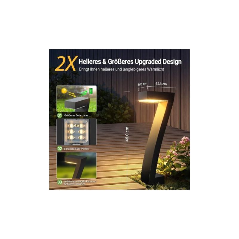Set Mit 4 Stilvollen Solar-außenleuchten – Ip65 Wasserdicht – 10–12 Stunden Akkulaufzeit – Keine Verkabelung Erforderlich – Material: Abs + Pc