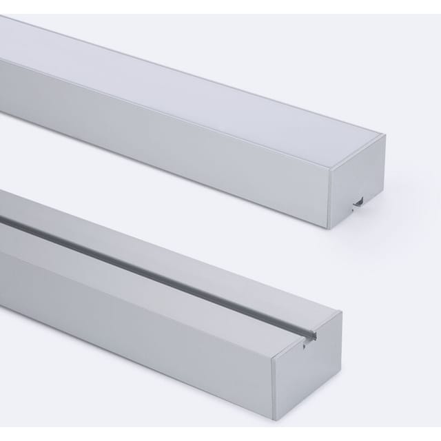 Aluminiumprofil Großformat Hängend mit durchgehender Abdeckung für led Streifen bis zu 45 mm Aluminium 2 m Weiß transluzent