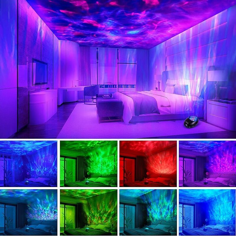 Vurahome – Nachtlichtprojektor Mit Fernbedienung Und Timer, Usb-aufladbar, Bluetooth-projektorlampe Mit 8 Farbmodi Und 8 Naturmelodien Für Kinder, Erwachsene Und Als Dekoration