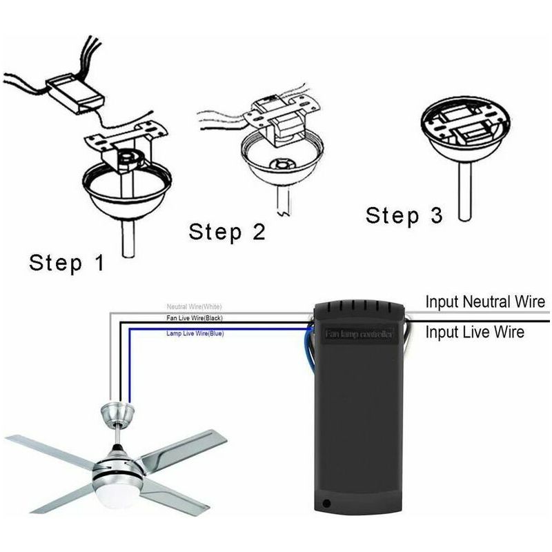 Vurahome - Fernbedienung Für Deckenventilator, Funkfernbedienung, Ventilatorsteuerung, 3 Geschwindigkeiten, 4 Timer (1 Set)