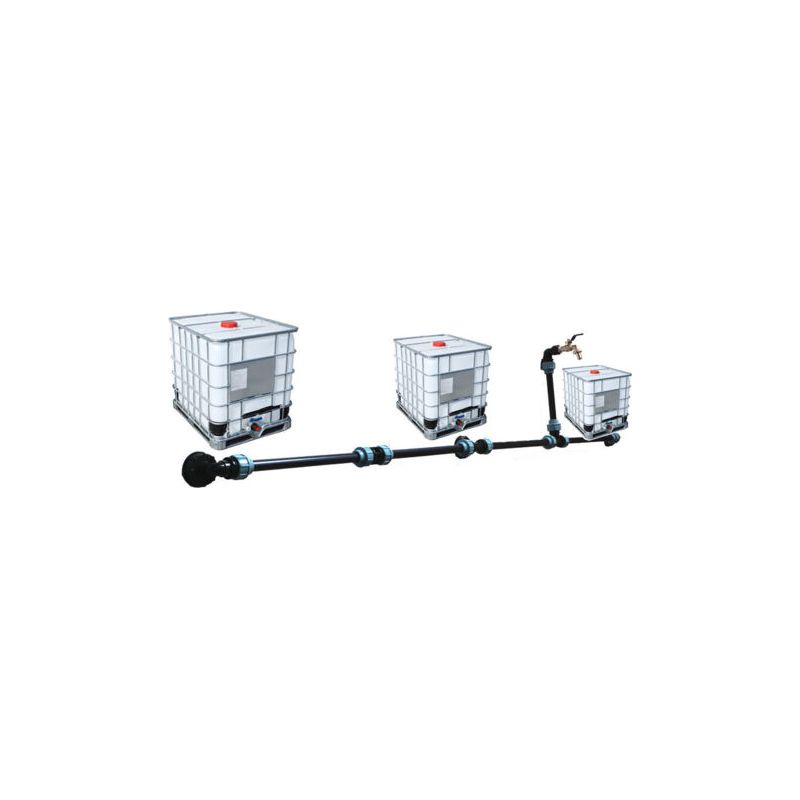 Vurahome – Ibc S60 X 6 Verbindungsset – Verbindung Für 3 Nebeneinander Stehende Tanks – 3/4"-messingventil Mit Auslaufschutz – Hoher Durchfluss Dank 25-mm-pe-schlauch