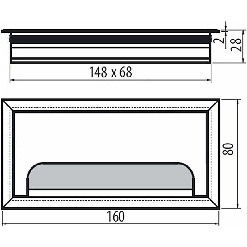 Vurahome - Packung Mit 2 Rechteckigen 160-mm-kabeldurchführungen Mit Bürste, Aus Aluminiumlegierung Für Den Bürogebrauch,