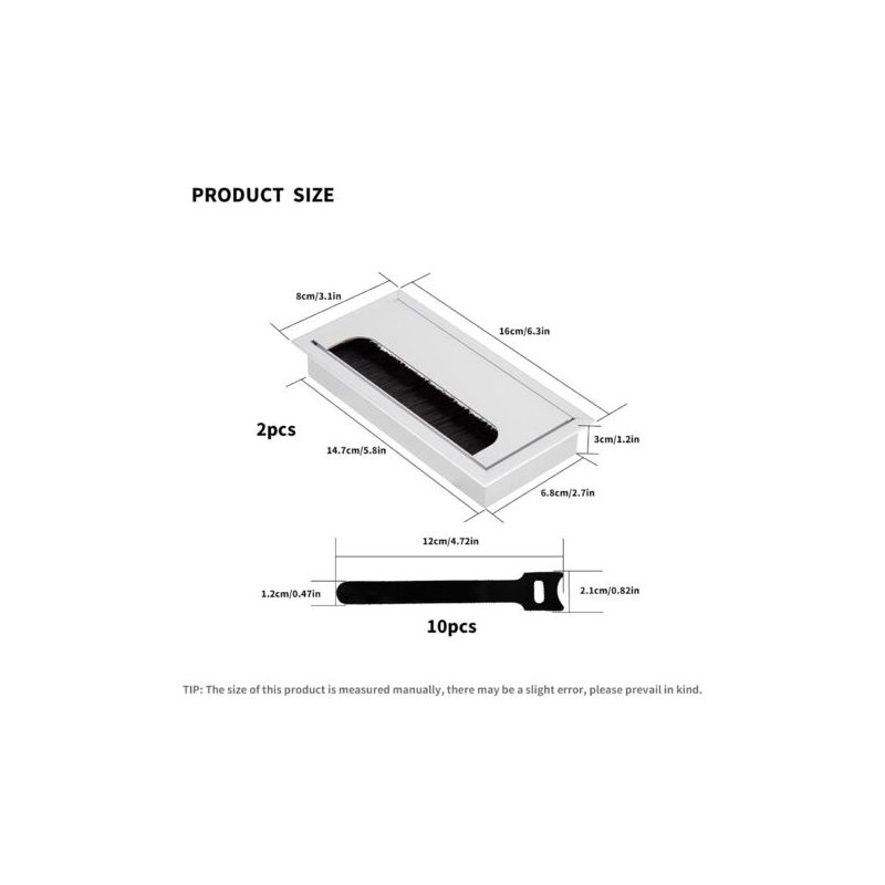 Versenkte Kabeldurchführung 160 X 80 Mm Mit Bürstendichtung – 2-teilige Aluminiumverpackung – Kabelorganisator Fürs Büro – 10 Kabelbinder Inklusive