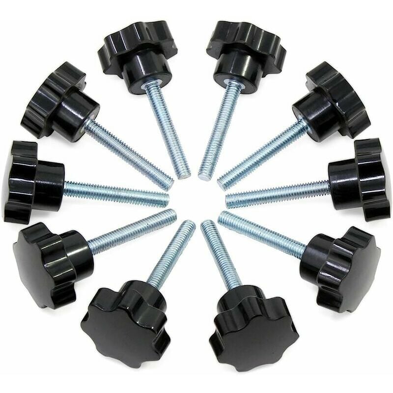 Sternknöpfe M6x40. Rändelknopf Mit Innengewinde. Klemmknöpfe Aus Schwarzem Kunststoff Für Mechanische Geräte