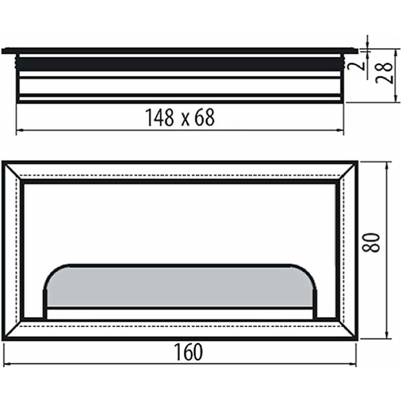 Vurahome – Kabeldurchführung, Quadratische Kabelabdeckung 80 X 160 Mm Für Die Unterputzmontage Auf Schreibtischen, Kabelorganisator Für Möbel, Eloxiertes Aluminium, Kabeldurchführung, Kabelabdeckung,