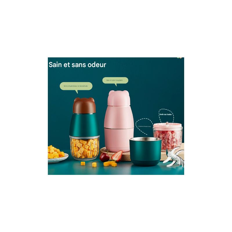 Elektrischer Babymixer (300 Ml) – Borosilikatglas – 6-klingen-scharfklinge – Leistungsstarker Motor – Sicherheitsfunktion