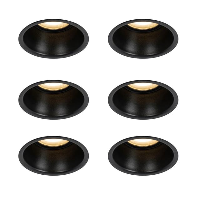 Set mit 6 Einbaustrahlern schwarz GU10 50mm IP44 - Dept