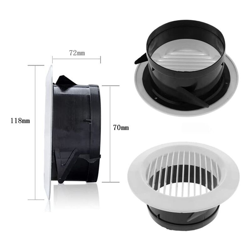 Vurahome – Weißes Lüftungsgitter, 4-teiliger Runder Deckendiffusor, Kunststoff-lüftungsgitter Für Wohn- Und Gewerberäume, Küche, Badezimmer, Toilette, Garagen