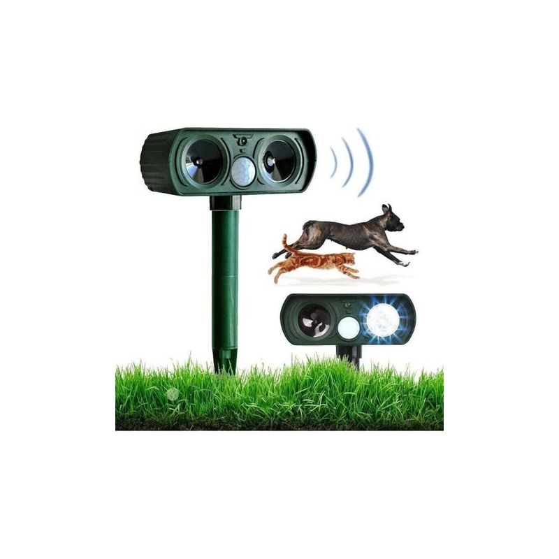 Ortviai Ultraschall-solar-gartenabwehrgerät Mit Led, Wasserdicht, Gegen Katzen, Hunde Und Vögel