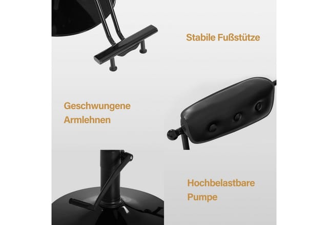 Friseurstuhl mit Hydraulikpumpe 360° Drehbar, Friseureinrichtung Barber Chair Höhenverstellbar, Barber Stuhl Friseursessel pvc Kunstleder Vintage,