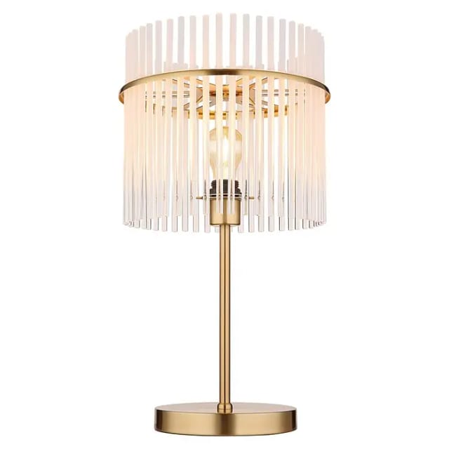 Tischleuchte Tischlampe Beistelllampe Nachttischlampe Metall Glas Gold h 54,5 cm
