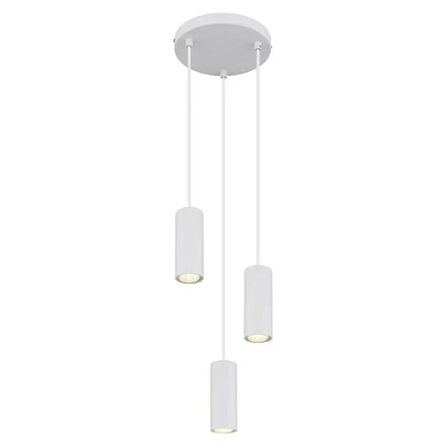 Hängeleuchte Pendelleuchte Esszimmerlampe weiß 3 flammig Deckenlampe hängend, Aluminium Metall, 3x GU10 Fassungen, DxH 21x120 cm