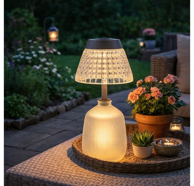 Globo Lighting - Solarleuchte Tischlampe Tischleuchte Gartenlampe Akku Glas satiniert led h 27 cm