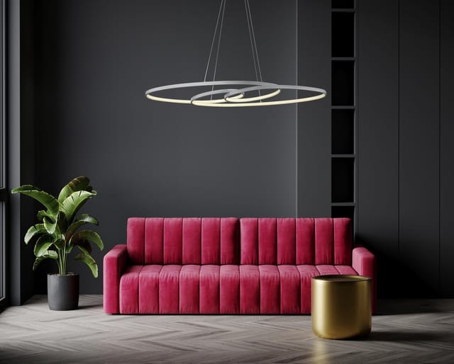 Led Pendelleuchte silber Hängelampe Alu cct Wohnzimmerlampe Memory, 39W 2200Lm warm-kaltweiß, LxBxH 100x36x120 cm