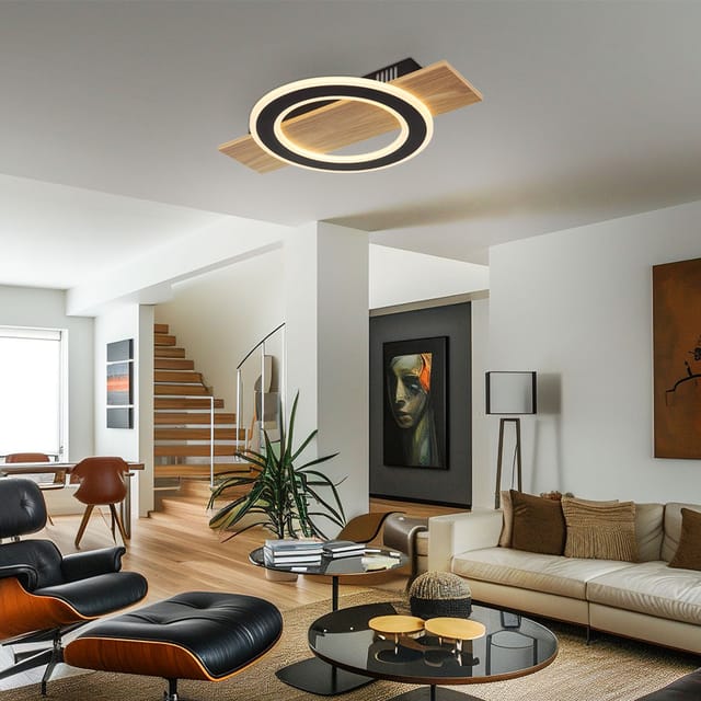 Globo Lighting - Deckenleuchte Holzlampe Deckenlampe Schlafzimmerlampe Ring 1 flammig led l 44 cm