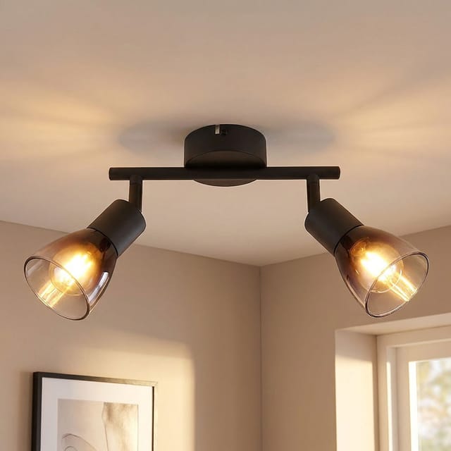 Globo - Deckenleuchte Deckenlampe Wohnzimmerlampe Metall Schwarz-matt l 22 cm 2-Flammig