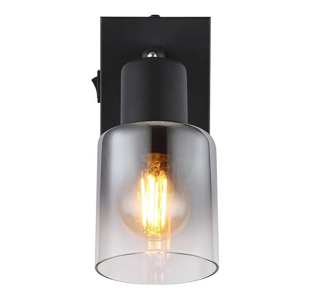 Wandleuchte Wandlampe Flurleuchte Schlafzimmerlampe Metall Glas Rauchfarbe