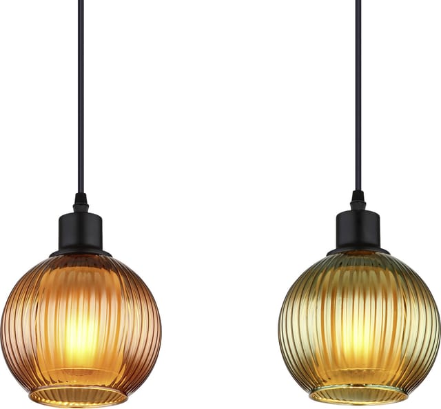 Pendelleuchte Hängelampe Deckenleuchte Esszimmerlampe Glaskugeln Schwarz-matt