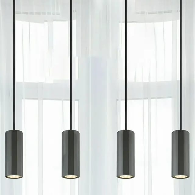 Hängeleuchte Pendelleuchte Esszimmerlampe schwarz 4-flammig hängend, Aluminium, Metall, 4x GU10 Fassungen, LxBxH 61x6x120 cm