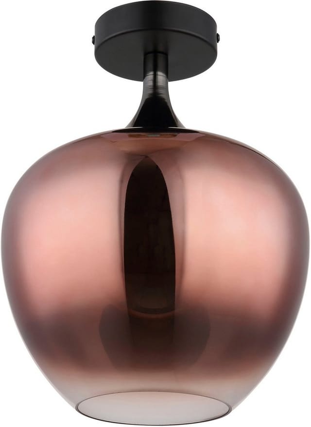 Deckenlampe Deckenleuchte Wohnzimmerleuchte E27 Glasschirm kupfer schwarz-matt