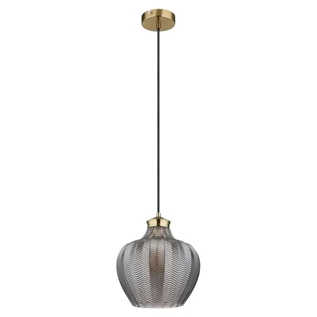 Pendelleuchte Hängelampe Deckenleuchte Esszimmerlampe Gold Glas rauchfarben