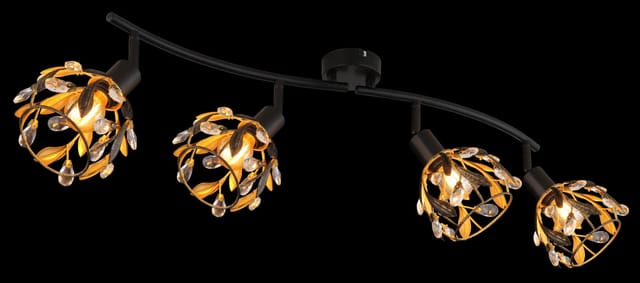 Globo Lighting - Deckenleuchte Esszimmerlampe Deckenlampe Wohnzimmerlampe Schwarz Gold Kristalle