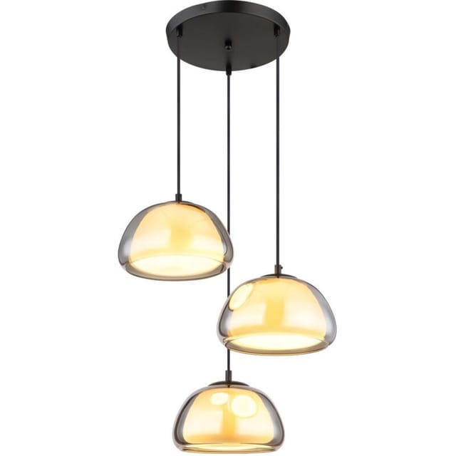 Esszimmerlampe Pendelleuchte Deckenlampe Hängelampe Glas Rauchfarbe 3-Flammig