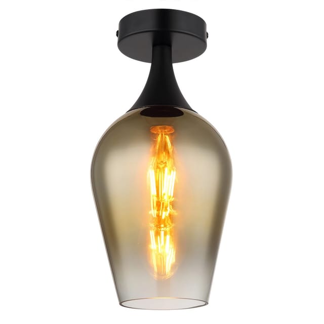 Deckenlampe Deckenleuchte Wohnzimmerlampe Glas gold Flurlampe schwarz h 30 cm