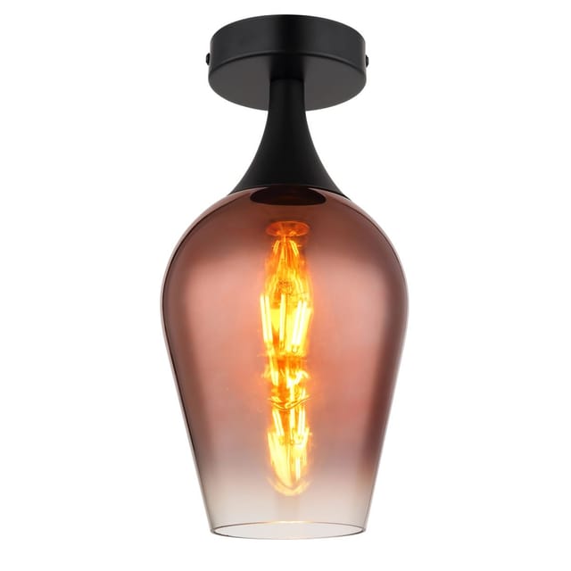 Kleine Deckenleuchte lavus mit Glas Lampenschirm Kupferfarbig, ø 15cm