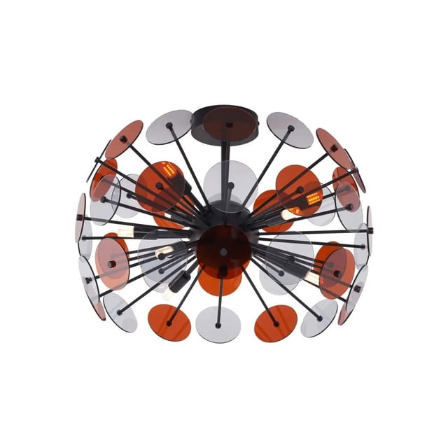 Art-Deco-Deckenleuchte Schwarz mit Bernstein und Rauchglas - Atomic