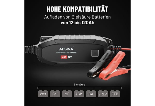 Absina - A4000 Blei Akku Ladegerät 12V 8-Stufen 4A Ladestrom