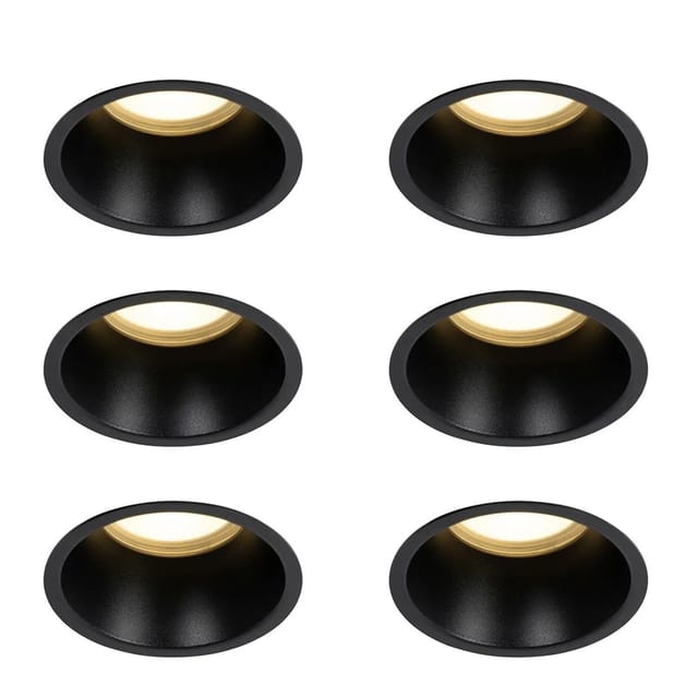 Set mit 6 schwarzen Einbauleuchten GU10 70 mm IP44 - Dept