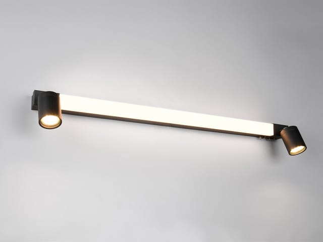 Meinewunschleuchte - led Bad Spiegelleuchte mit 2 Strahlern & Schalter, Schwarz Breite 90cm