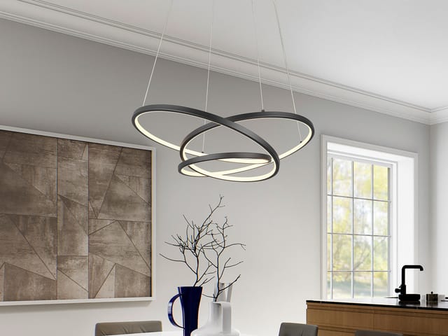 Trio - Große dimmbare led Pendelleuchte darvin Schwarz, Breite 84cm