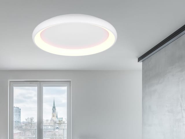 Flache led Deckenleuchte cardona groß Weiß, dimmbar & 3 Lichtfarben, ø 75cm