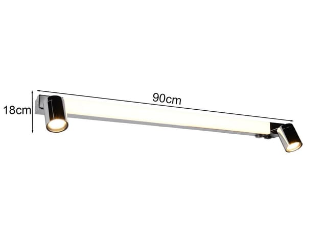 Meinewunschleuchte - led Bad Spiegelleuchte mit 2 Strahlern & Schalter, Chrom Breite 90cm