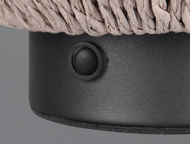 Reality Leuchten - Akku Tischlampe lira per usb aufladbar, Lampenschirm aus Papiergarn, Höhe 22cm