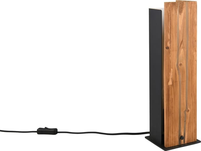 Große Tischleuchte karuni mit Naturholz, Höhe 40cm
