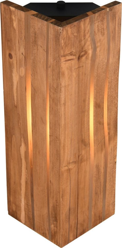 Dreieckige Wandleuchte karuni mit Naturholz, Höhe 30cm
