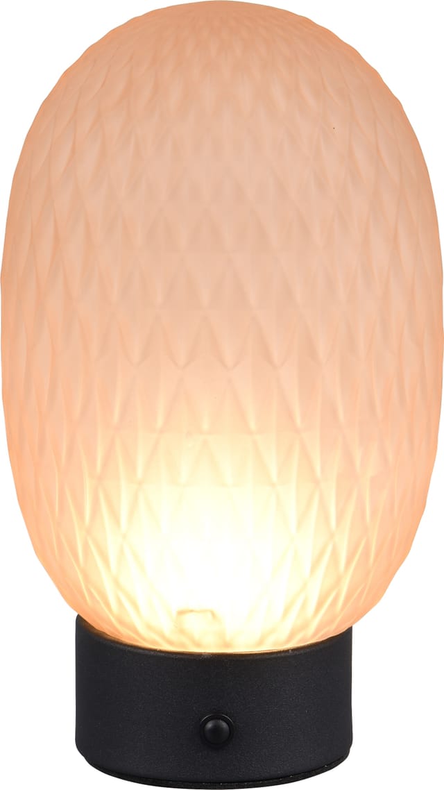 Kleine Akku Tischlampe facette mit Glasschirm Bernsteinfarbig, Höhe 20,5cm