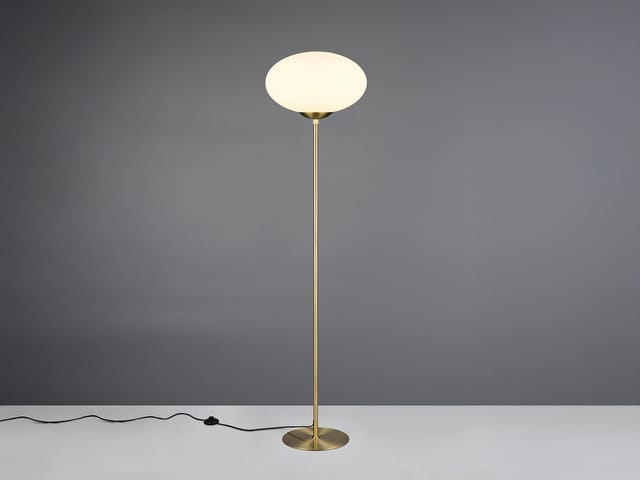 Retro led Stehleuchte Messing mit Glaskugel Lampenschirm, Höhe 150cm